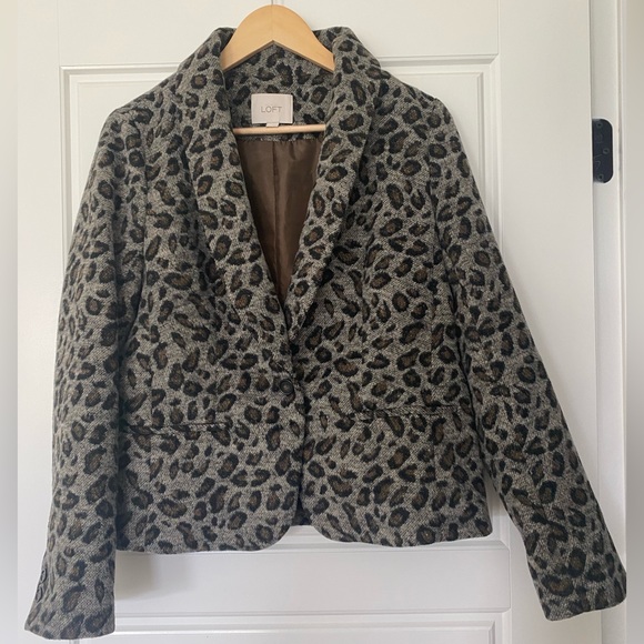 Loft Leopard Print Blazer - Picture 1 of 8